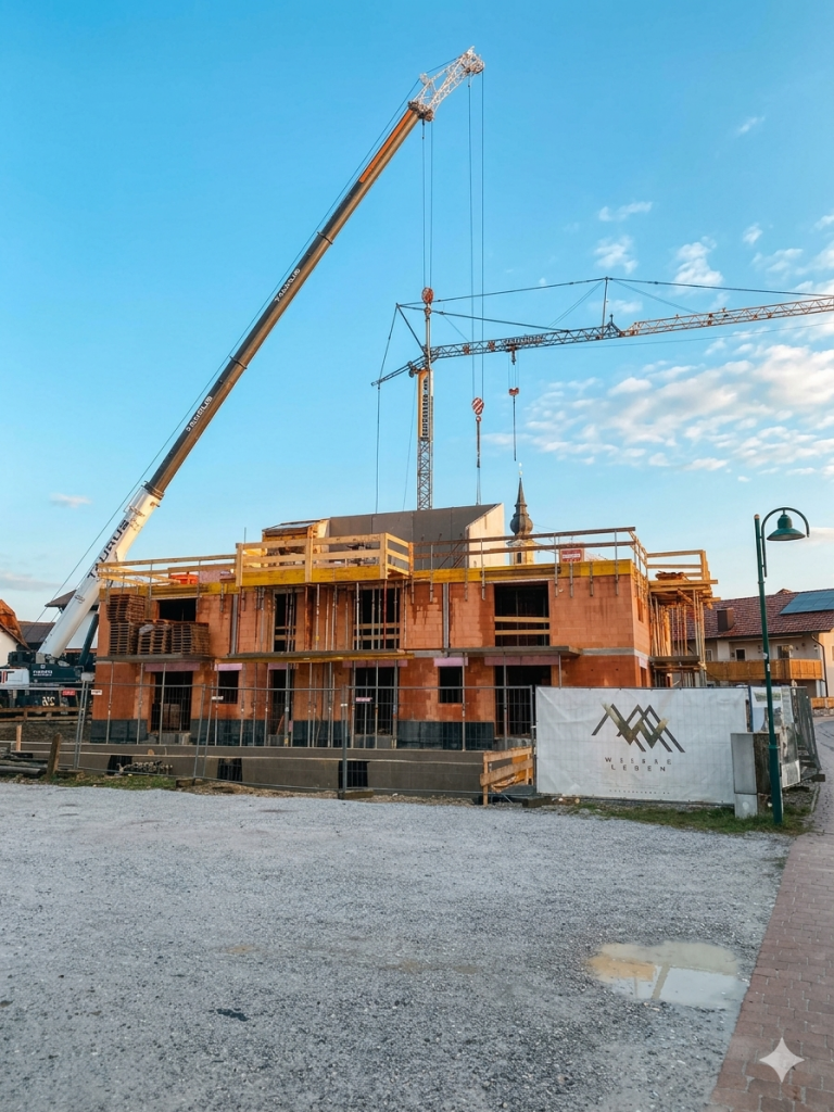 In dieser Woche wurden die letzten Betonwände versetzt. Damit biegen wir beim Rohbau auf die Zielgerade ein.